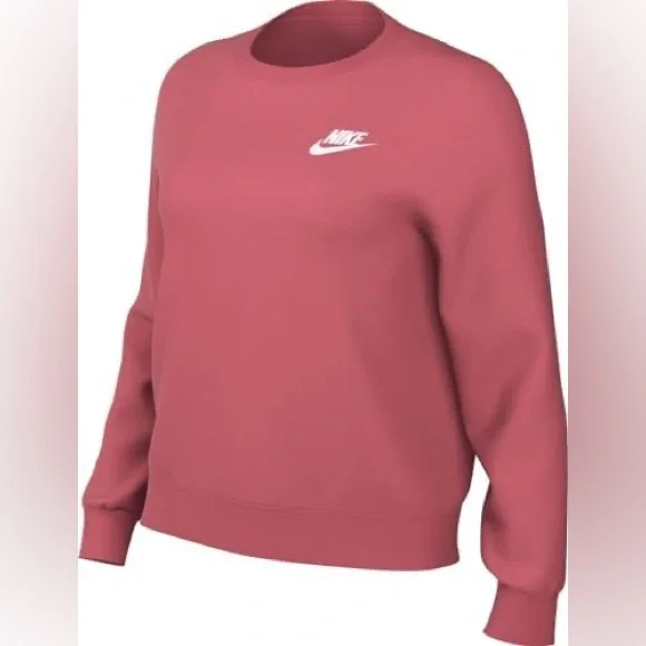 NWOT Nike Women's Nsw Club Flc Crestd Sweatshirt Coral White - Picture 2 of 13